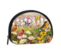 Sparrow Birds Sing Print Portable Mini Storage Bag Shell Shaped Wallet Small Coin Wallet Shell Storage Bag