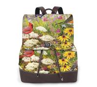 Sparrow Birds Sing Print Women Fashion Backpack Ladies Pu Leather Backpacks Handbag Waterproof Rucksack Travel Backpack with Flap