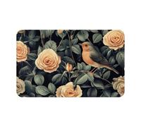 Sparrow, Flower, Leafsupernatural Symbols Black Printing 1pcs Quick Dry Peach Skin Velvet Beach Towel Oversized 55''X27.5'' For Adults, Super Absorbent Towel