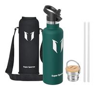 Super Sparrow Water Bottle Stainless Steel - 1000ml - Vacuum Insulated Metal Water Bottle - Standard Mouth Flask - BPA Free - Straw Water Bottle for Work, Gym, Travel, Sports