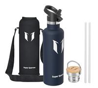 Super Sparrow Water Bottle Stainless Steel - 1000ml - Vacuum Insulated Metal Water Bottle - Standard Mouth Flask - BPA Free - Straw Water Bottle for Work, Gym, Travel, Sports
