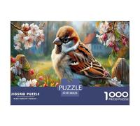 Sparrow Jigsaw Puzzles Puzzles for Adults Kids. 1000 Pieces Cherry Blossoms Great Gifts Challenge Toy Home Decoration for Adults& Kids Age 14 Years Up 38x26cm/1000pcs