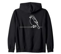 Sparrow Line Art Birdwatcher Zip Hoodie