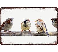 Sparrow Perch Birds On A Wire Tin Sign Retro Poster Bird Vintage Room Decor Iron Painting Metal Signs For Farmhouse Kitchen Decor Bathroom Man Cave Decor Cafe Garage Coffe Bar Wall Decor 8x5.5 Inch