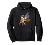 Sparrow Playing Piano Instrumentalist Funny Bird Lover Pullover Hoodie