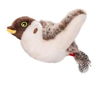 Sparrow Realistic Design Cat Toy Flapping Bird, Tail Feather, for Cats Indoor, Sounds Bird, Details Plush Embroidered