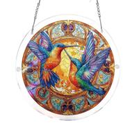 Sparrow Stained Glass Jigsaw Puzzle Suncatcher for Windows,7.4 Inch DIY Suncatcher Kits for Doors,Acrylic Jigsaw Sun Catcher DIY Rainbow Maker,Vibrant Home Decor Art Gift for Women,Mum,Birthday,