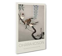 Sparrows at Wisteria Ohara Koson Canvas Print | Gallery Wrapped 30mm Frame Wall Art | 30x20 inches | Ready to Hang | Asian Picture | Living Room Bedroom Lounge Office