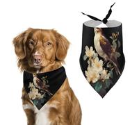 Sparrows Bird Branch Flowers White Yellow Pet Bandana Dogs Triangle Scarf Cats Handkerchief Puppy Costume