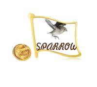 Sparrows Birds Animals Food Fly Golden Metal Flag Lapel Pin Badge