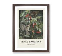 Sparrows In A Cherry Tree By Bruno Liljefors Exhibition Museum Painting Framed Wall Art Print, Ready to Hang Picture for Living Room Bedroom Home Office Décor, Walnut A3 (34 x 46 cm)