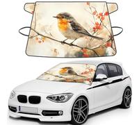 Sparrows On The Branches Print Car Windshield Cover For Ice And Snow Universal Fit For Most Cars Multifuntional Ice Protector Keep Snow Frost Off