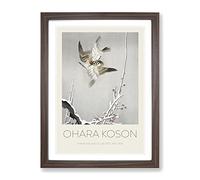 Sparrows & Plum Tree By Ohara Koson Exhibition Museum Asian Japanese Framed Wall Art Print, Ready to Hang Picture for Living Room Bedroom Home Office Décor, Walnut A2 (64 x 46 cm)