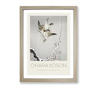 Sparrows & Plum Tree By Ohara Koson Exhibition Museum Asian Japanese Framed Wall Art Print, Ready to Hang Picture for Living Room Bedroom Home Office Décor, Oak A4 (34 x 25 cm)
