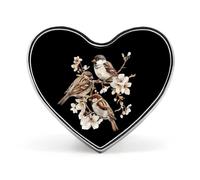 Sparrows Spring Flowers Funny Lapel Pins Heart Button Brooch Badge Hat Clothes Bag Jewelry for Men Women