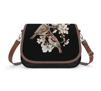 Sparrows Spring Flowers Travel Crossbody Bags for Women Shoulder Handbags with Adjustable Strap Satchel Purse