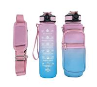 Sparsh & Sell 32oz Gradient Motivational Water Bottle with Time Marker, Straw & Carry Sleeve - Leakproof BPA-Free Tritan, with Adjustable Strap & Pocket for Gym, Travel & Outdoor Use