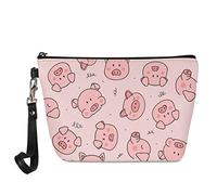 spArt Cute Pig Print PU Leather Cosmetic Pouch Travel Casual Handle Toiletry Storage Bag Make-up Case for Ladies Women