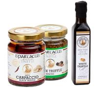 Spartacus Bundle Set with Black Chopped and Spicy Carpaccio Truffles | Extra Virgin Olive Oil with White Truffle | Treat yourself to culinary excellence