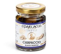 Spartacus CARPACCIO Black Truffles, Preserved in Extra Virgin Olive Oil, Perfect Gourmet Condiment for Pizza, Pasta, Salads, Potatoes, Meat, and Eggs. Vegan Gift IDEA. (Black Truffles 90G)