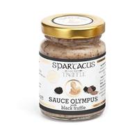 Spartacus Truffle Black Truffle Sauce 90g Creamy Ready to Serve | Creamy black truffle sauce with 8 percent Tuber Aestivum, gluten free gourmet condiment, glass jar with gold lid