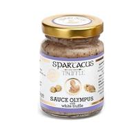 Spartacus Truffle White Truffle Sauce 90g Creamy Ready to Serve | Creamy white truffle sauce with 8 percent Tuber Bianchetto, delicate gourmet condiment, glass jar with gold lid