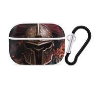 Spartan Helmet Airpod Pro Case AirPods 2 Case for Women Hard Shell Protective Cover with Carabiner Keychain Compatible with AirPods Case 2nd 1st Generation, Front LED Visible White