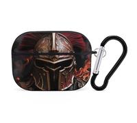 Spartan Helmet Airpod Pro Case AirPods 2 Case for Women Hard Shell Protective Cover with Carabiner Keychain Compatible with AirPods Case 2nd 1st Generation, Front LED Visible Black
