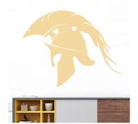 Spartan Helmet, Gladiator Warrior Roman Trojan Silhouette - Wall Sticker [XLarge] [Cream]