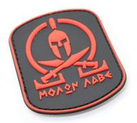 Spartan Helmet MOAON AABE Tactical Morale Patch 3D Rubber Vest Badge Hook & Loop Airsoft Sparta (Black and Red)