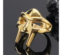 Spartan helmet ring stainless steel motorcycle rider warrior mask for men-Gold-13