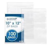 Spartan Industrial - 10” X 12” (100 Count) 2 Mil Clear Reclosable Zip Plastic Poly Bags with Resealable Lock Seal Zipper