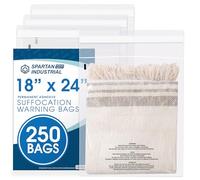 Spartan Industrial - 18" X 24" (250 Count) Self Seal Clear Poly Bags with Suffocation Warning for Packaging, Shipping & FBA - Permanent Adhesive