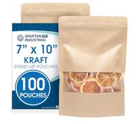 Spartan Industrial - 7" X 10" Kraft Stand-Up Pouch Bags - Pack of 100 Large Mylar Bags for Bulk Food Packaging, Homemade Treats, Bath Products, and More