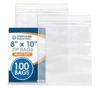 Spartan Industrial - Reclosable Zip Plastic Bags - 4 Mil (8" X 10")
