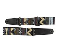 Spartan Music Classical/Acoustic/Bass/Electric Guitar Strap Patterned Design - Leather & Cotton (Patterned Zig Zags)