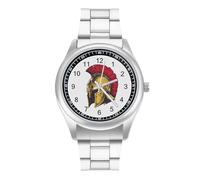 Spartan Roman Greek Helmet Quartz Watch Stainless Steel Wrist Watches for Men Women Easy to Read