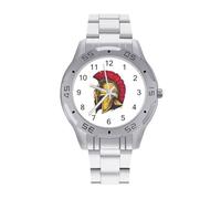 Spartan Roman Greek Helmet Quartz Wrist Watch Stainless Steel Watches for Men Women Easy to Read