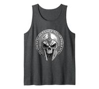 Spartan Skull Helmet | Warrior Gladiator Stoic Symbol Tank Top, Men, Dark Heather Grey, Large