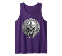 Spartan Skull Helmet | Warrior Gladiator Stoic Symbol Tank Top, Men, Purple, XX-Large