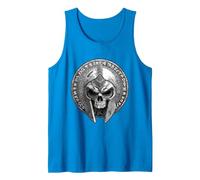 Spartan Skull Helmet | Warrior Gladiator Stoic Symbol Tank Top, Men, Sapphire Blue, Large