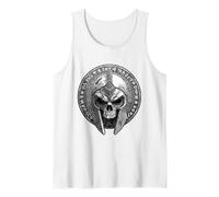 Spartan Skull Helmet | Warrior Gladiator Stoic Symbol Tank Top, Men, White, Large