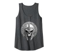 Spartan Skull Helmet | Warrior Gladiator Stoic Symbol Tank Top, Women, Dark Heather Grey, Medium