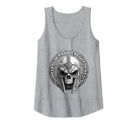 Spartan Skull Helmet | Warrior Gladiator Stoic Symbol Tank Top, Women, Heather Grey, X-Large