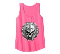 Spartan Skull Helmet | Warrior Gladiator Stoic Symbol Tank Top, Women, Neon Pink, Small