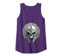 Spartan Skull Helmet | Warrior Gladiator Stoic Symbol Tank Top, Women, Purple, Medium
