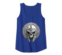 Spartan Skull Helmet | Warrior Gladiator Stoic Symbol Tank Top, Women, Royal Blue, X-Large