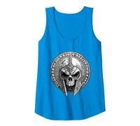 Spartan Skull Helmet | Warrior Gladiator Stoic Symbol Tank Top, Women, Sapphire Blue, Small