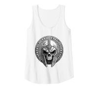 Spartan Skull Helmet | Warrior Gladiator Stoic Symbol Tank Top, Women, White, Large
