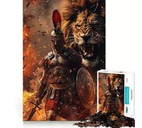 Spartan Warrior And Lion Jigsaw Puzzles 1000 Pieces for Teenagers Thought Toy Shared Fun Precise Edge Santa Wish Item 50x75cm